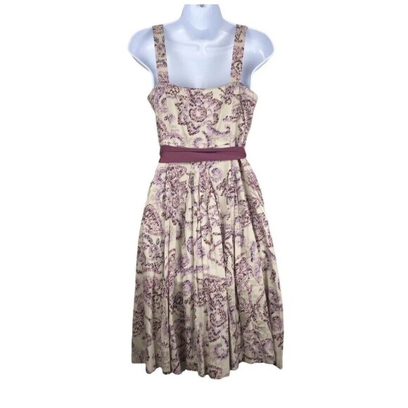 Ann Taylor Loft Dress Womens 10 Pink Pleated A-line Sleeveless Belted - Picture 2 of 10